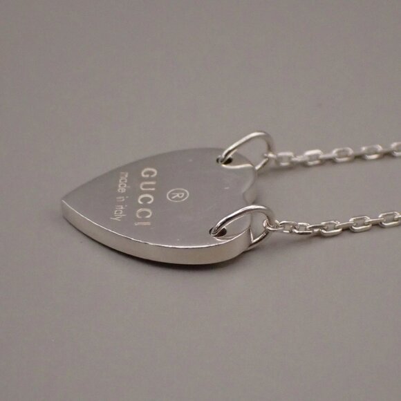 GUCCI Trademark Bracelet with Heart Size 19 cm Pendant Ag 925 Silver 09YH720 - Picture 4 of 10